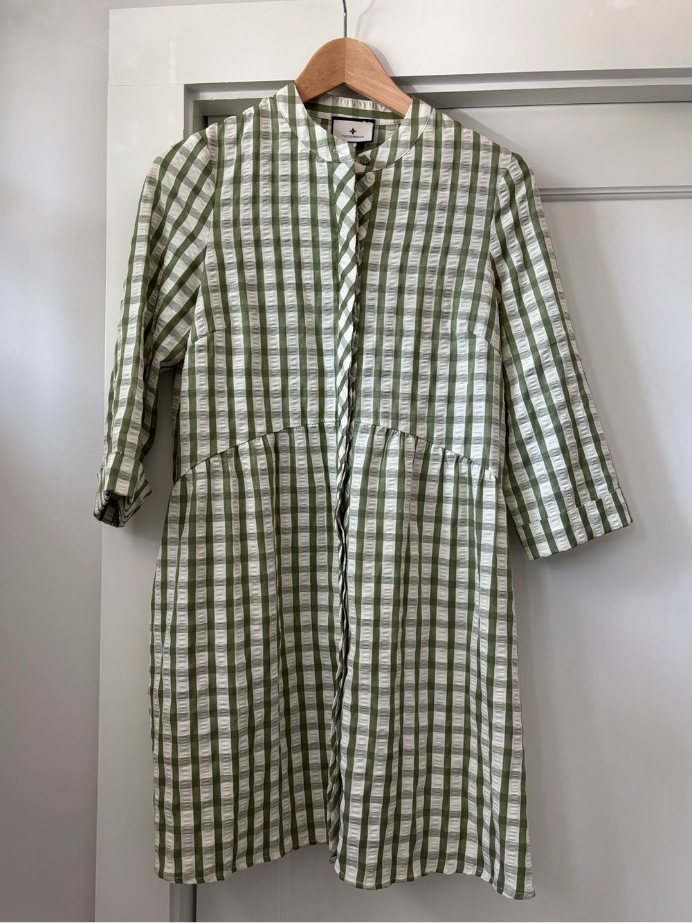 Tuckernuck Green Gingham Button-Front Dress XS
